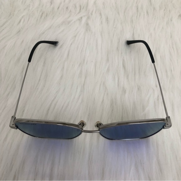 Balenciaga Trim Square Sunglasses in Ruthenium Blue Silver Oversized Sun Glasses - Picture 8 of 9